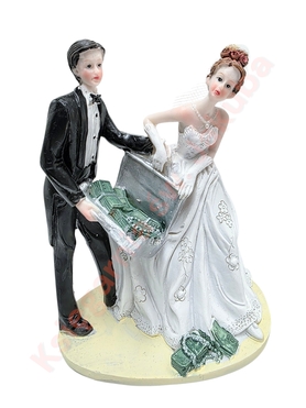 Figurka Młoda Para z walizką pieniędzy